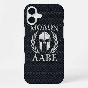Funda Para iPhone 16 Plus Molon Labe Chrome Casco Espartano en Grille iPhone