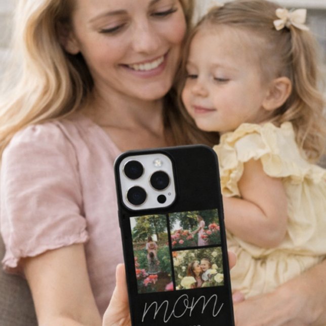 Funda Para iPhone Mom Established Modern Script Black 3 Photo Case (Subido por el creador)