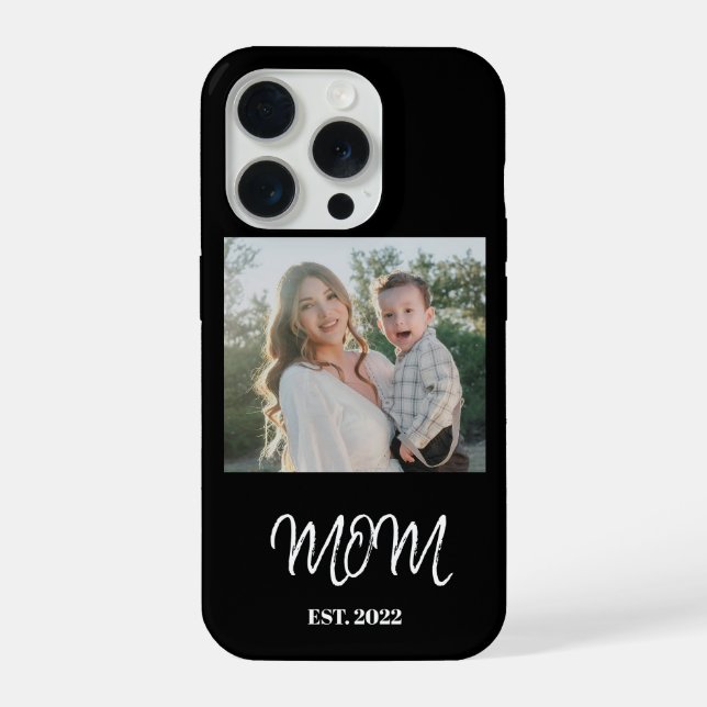 Funda Para iPhone Mom Established, Photo, Script, iPhone phone case (Reverso )