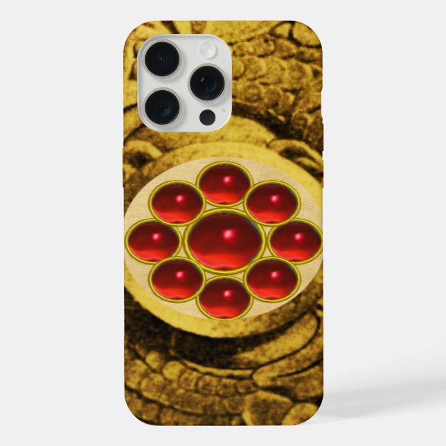 Funda Para iPhone MON CON ROJO RUBY GEMSTONS Griffins de oro (Reverso )
