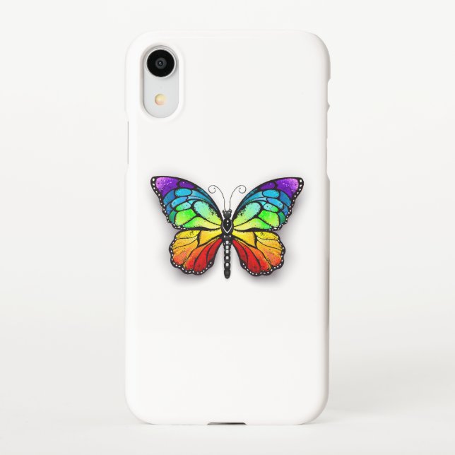 Funda Para iPhone Monarca de mariposa arco iris (Reverso)
