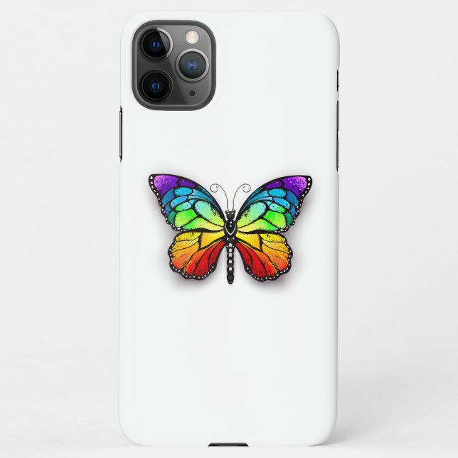 Funda Para iPhone Monarca de mariposa arcoiris (Reverso)