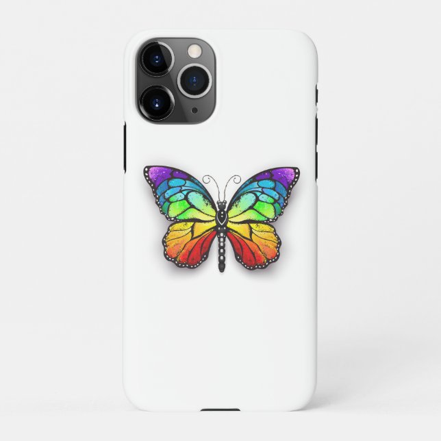 Funda Para iPhone Monarca de mariposa arcoiris (Reverso)