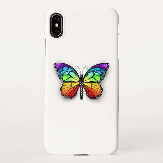 Funda Para iPhone Monarca de mariposa arcoiris (Reverso)