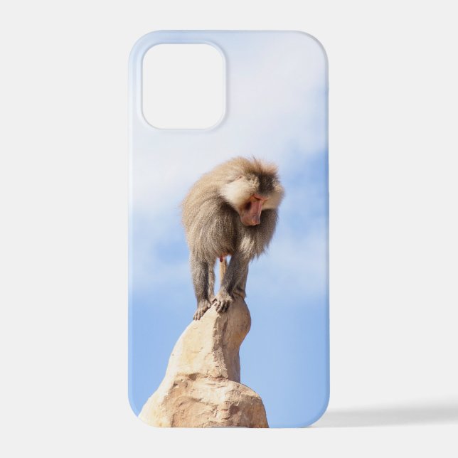 Funda Para iPhone Mono babuino en la cima de una montaña (Reverso )