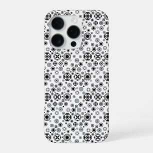 Funda Para iPhone 16 Pro Mono patrón decorativo arabesco blanco negro lindo