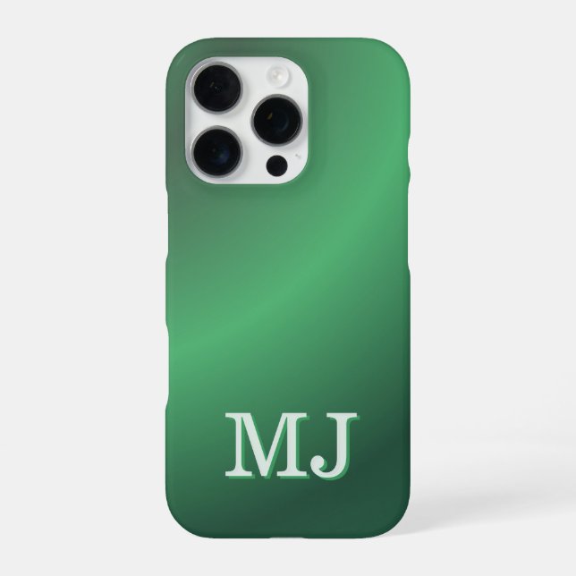 Funda Para iPhone Monogram Modern Green Gradient Holiday (Reverso)