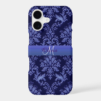 Funda para iPhone Monogram Vintage Blue Damask