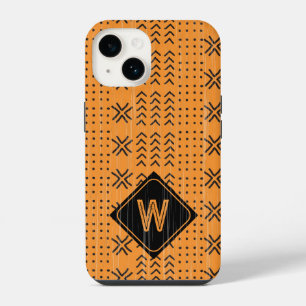 Funda Para iPhone 14 Monograma africano de trapos mudos de Naranja quem