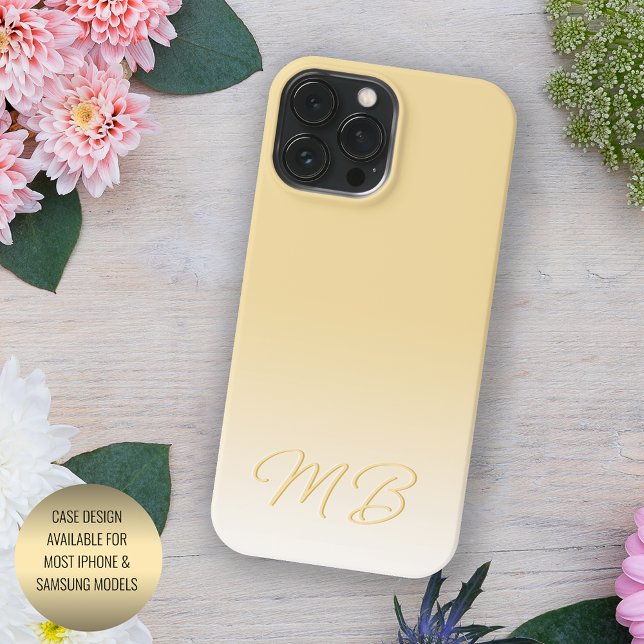 Funda Para iPhone Monograma amarillo amarillo personalizado elegante (Subido por el creador)