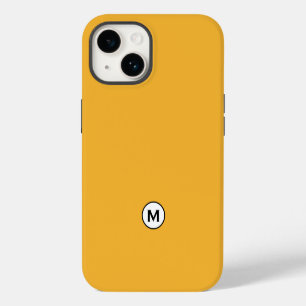 Funda Para iPhone 14 Monograma Amarillo Mostaza Moderno y Tendenciero