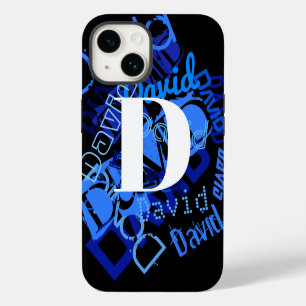 Funda Para iPhone 14 Monograma Azul Creativo
