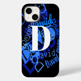 Funda Para iPhone 14 Monograma Azul Creativo