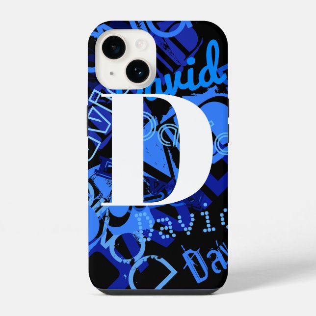 Funda Para iPhone Monograma Azul Creativo (Reverso )