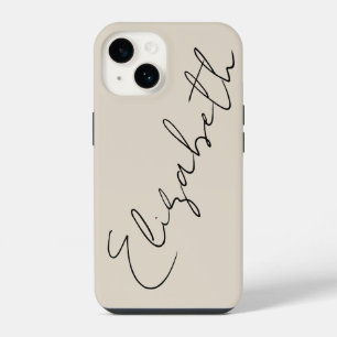 Funda Para iPhone 14 Monograma Beige Minimalista Moderna Femenina