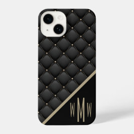 Funda Para iPhone 14 Monograma Black Gold Stud