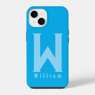 Funda Para iPhone 14 Monograma bleu de tipografía minimalista moderna F