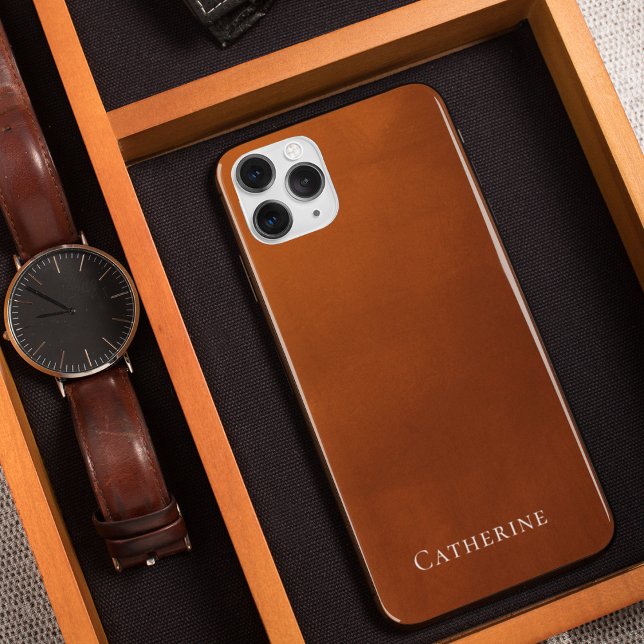 Funda Para iPhone Monograma bohemio simple Naranja quemado ruso (Subido por el creador)