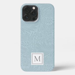 Funda Para iPhone 13 Pro Max Monograma Botánico Floral Azul Claro Elegante