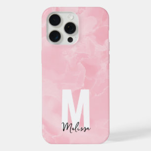 Monograma Chic Moderno de Mármol Rosa Acuarela