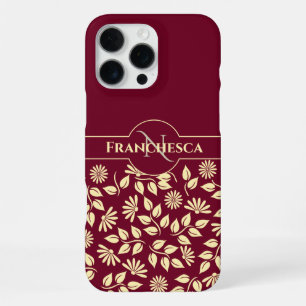 Funda Para iPhone 16 Pro Max Monograma Chic Nombre Personalizado Hojas Margarit