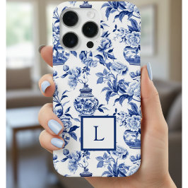 Funda Para iPhone 16 Pro Monograma Chinoiserie Azul 
