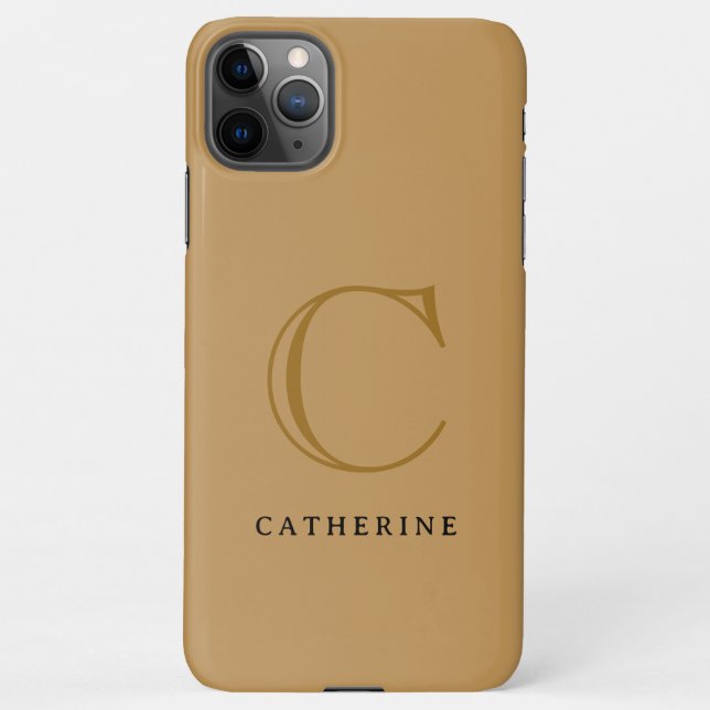 Funda Para iPhone Monograma clásico de guiones dorados (Reverso)