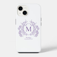 Monograma clásico del Escudo de flores violetas bo