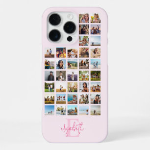 Funda Para iPhone 16 Pro Max Monograma Colage de 36 Fotos Personalizado