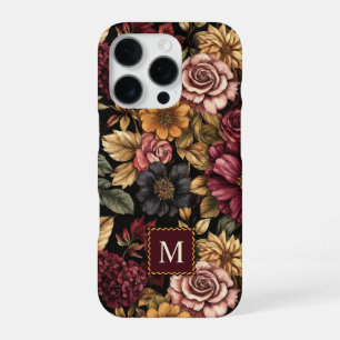 Funda Para iPhone 16 Pro Monograma con estampado floral Borgoña
