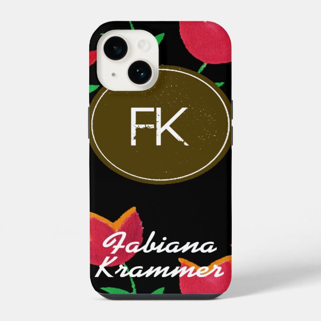 Funda Para iPhone monograma con flores (Reverso )