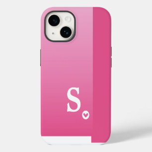 Funda Para iPhone 14 Monograma Corazón Rosa Femenino Simple Moderno Chi