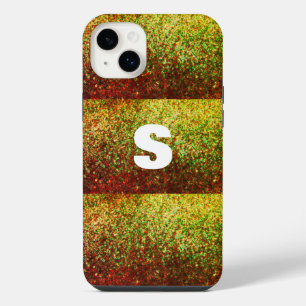 Funda Para iPhone 14 Plus Monograma de arte Purpurinoso Ombre amarillo dorad
