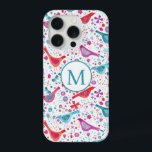 Monograma de aves acuáticas y flores modernas<br><div class="desc">pájaro pintado a mano y diseño de flores silvestres en tonos vivos de rosa,  naranja,  violeta y verde verde azulado. Perfecto para aves,  ornitólogos,  jardineros y amantes de la naturaleza. Cambiar el monograma inicial a personalizar.</div>