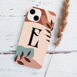 Funda Para iPhone 14 Monograma de Boho Green Terracotta<br><div class="desc">Formas de boho abstracto de terracota con monograma vintage.</div>