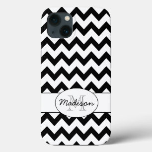 Monograma de Chevron blanco y negro simple y elega