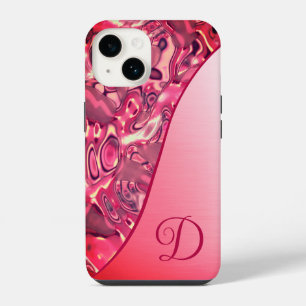 Funda Para iPhone 14 Monograma de Colores Rosa Rojo Magenta Abstracto C
