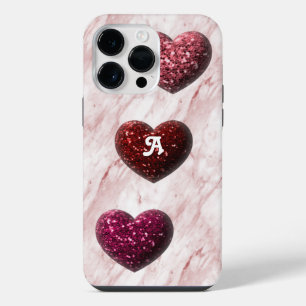 Funda Para iPhone 14 Pro Max Monograma de Corazón Brillante