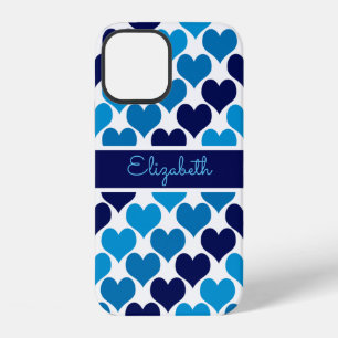Funda Para iPhone 12 Monograma de corazones azules bebés