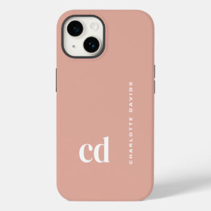Funda Para iPhone 14 Monograma de Cute Girly Peach