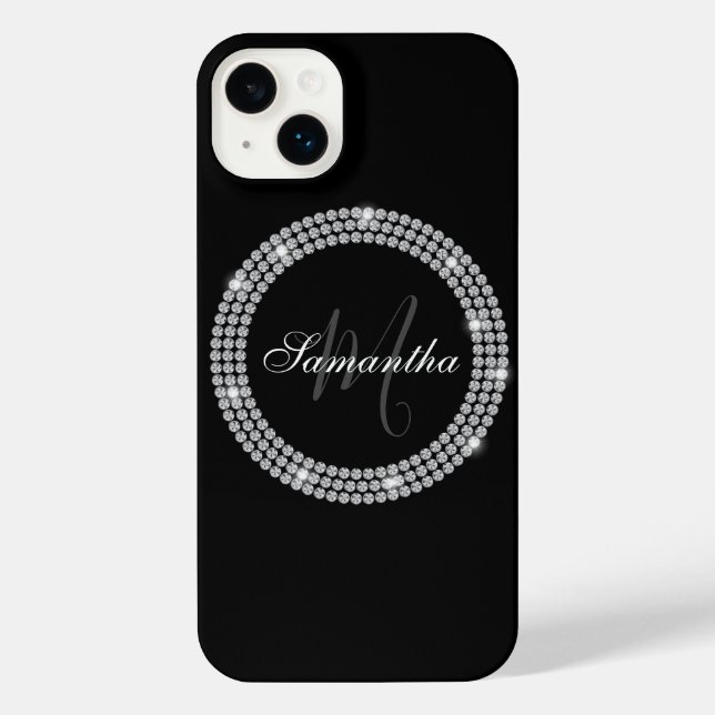 Funda Para iPhone Monograma de diamantes (Reverso )