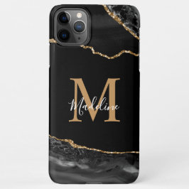 Funda Para iPhone 11Pro Max Monograma de émbolo negro y oro