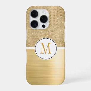 Funda Para iPhone 16 Pro Monograma de espuma de glam dorado