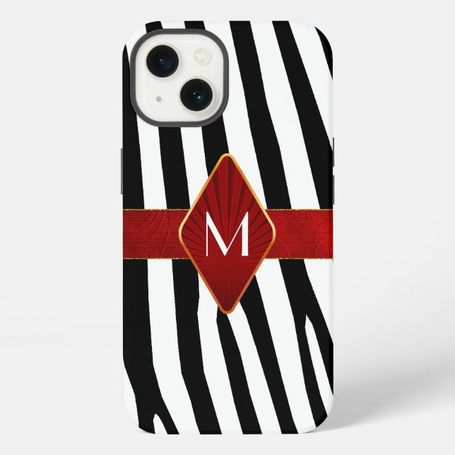 Funda Para iPhone Monograma de Estampado de Cebra con Estilo (Reverso )