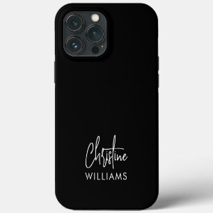 Funda Para iPhone 13 Pro Max Monograma de firma letra manuscrita negra