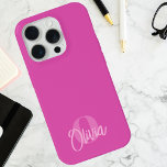 Monograma de guión de moda rosada monocromo de Gua<br><div class="desc">Aumente su estilo tecnológico con nuestro Funda Guay Monocrome Pink Trendy Script Monograma iPhone 15 Pro, una combinación perfecta de personalización y diseño moderno. Este estuche de teléfono monograma no es sólo un accesorio protector, es una declaración elegante. El monograma de escritura de moda, personalizado con sus iniciales, añade un...</div>