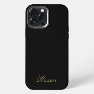 Funda Para iPhone 13 Pro Max Monograma de guiones de Moda de oro y negro de luj