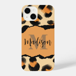 Funda Para iPhone 14 Monograma de impresión Cute Leopard