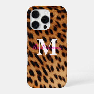 Funda Para iPhone 16 Pro Monograma de Impresión de Animal Leopardo
