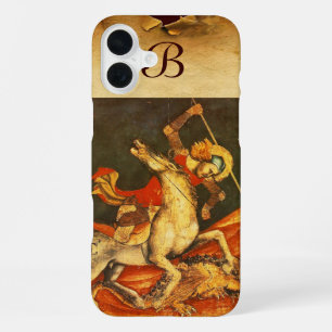 Funda Para iPhone 16 Plus Monograma de la batalla de San Jorge con el dragón